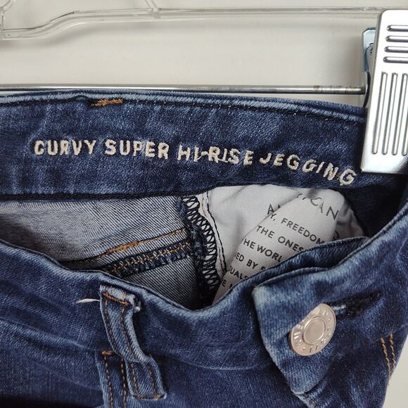 American Eagle Curvy Super Hi-Rise Jegging Women's Size 0 X-Short Blue Stretch - Picture 9 of 11